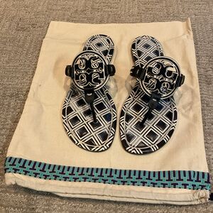 Dark Navy Blue and White Sandals